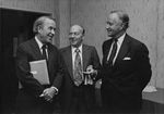 1977: (l.-r.) Sen. Henry M. "Scoop" Jackson (D-WA), NCSJ Chairman Eugene Gold and Sen. Charles McCurdy "Mac" Mathias (R-MD) at an NCSJ Leadership Assembly