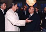 President Ronald Reagan meets with Soviet Premiere Mikhail Gorbachev